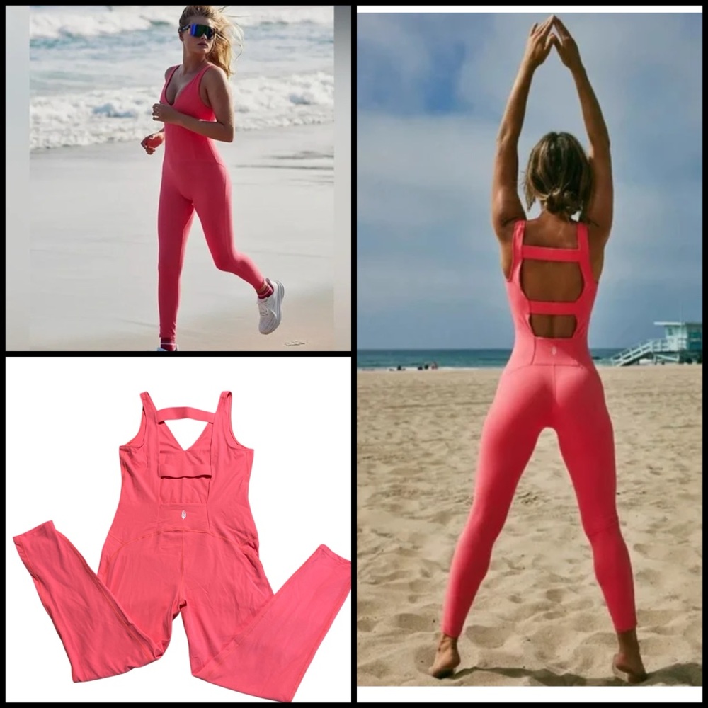 Free People Movement Never Better one piece Onesie in Hibiscus NWOT